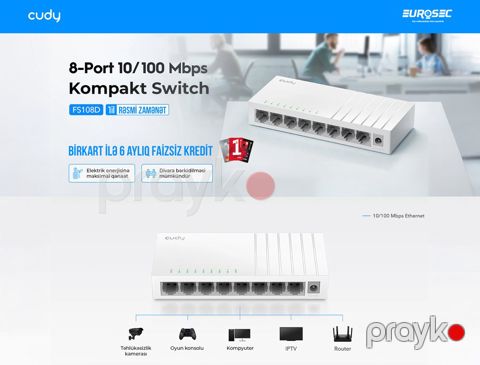 8 portlu kompakt switch "Cudy FS108D" — Bakı