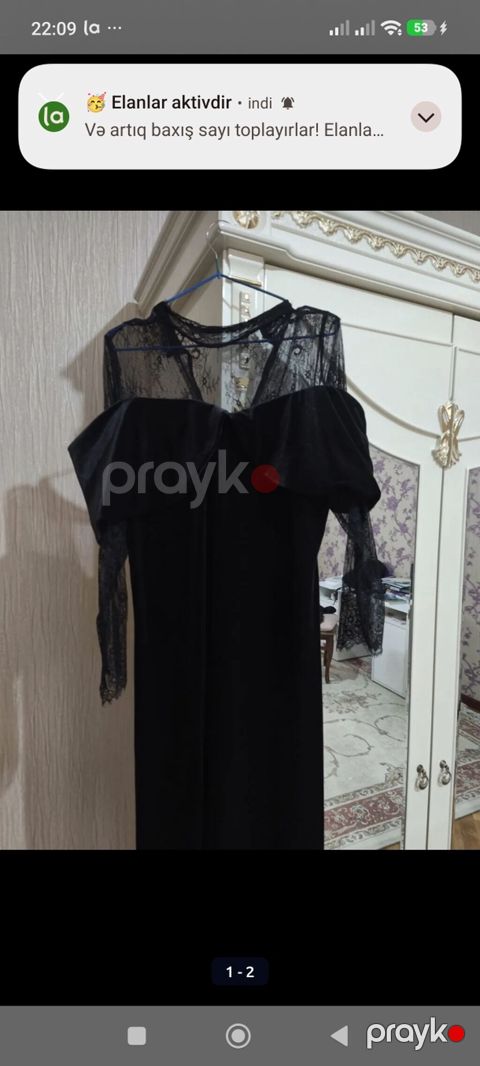 Qadın gecə geyimi – qara rəngdə, uzun model - Parça: məxmər və incə — Bakı