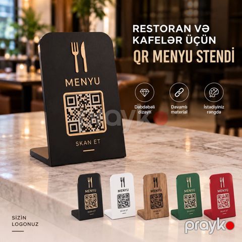 QR menyu stendləri Restoran və kafelər üçün fərdi QR menyu stendləri — Bakı