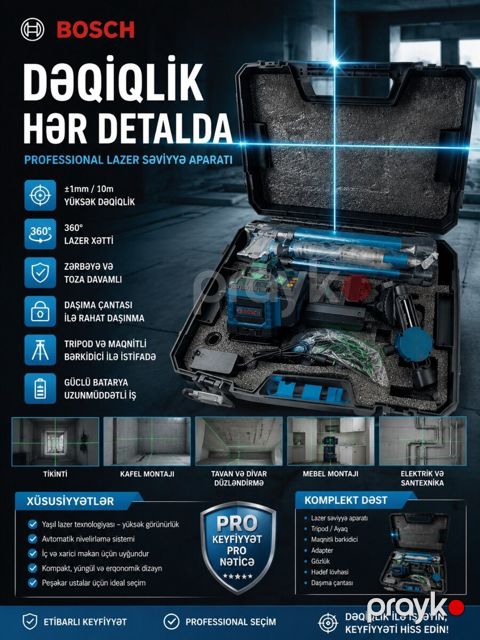 Bosch Professional 360° yaşıl lazer səviyyə aparatı — Bakı