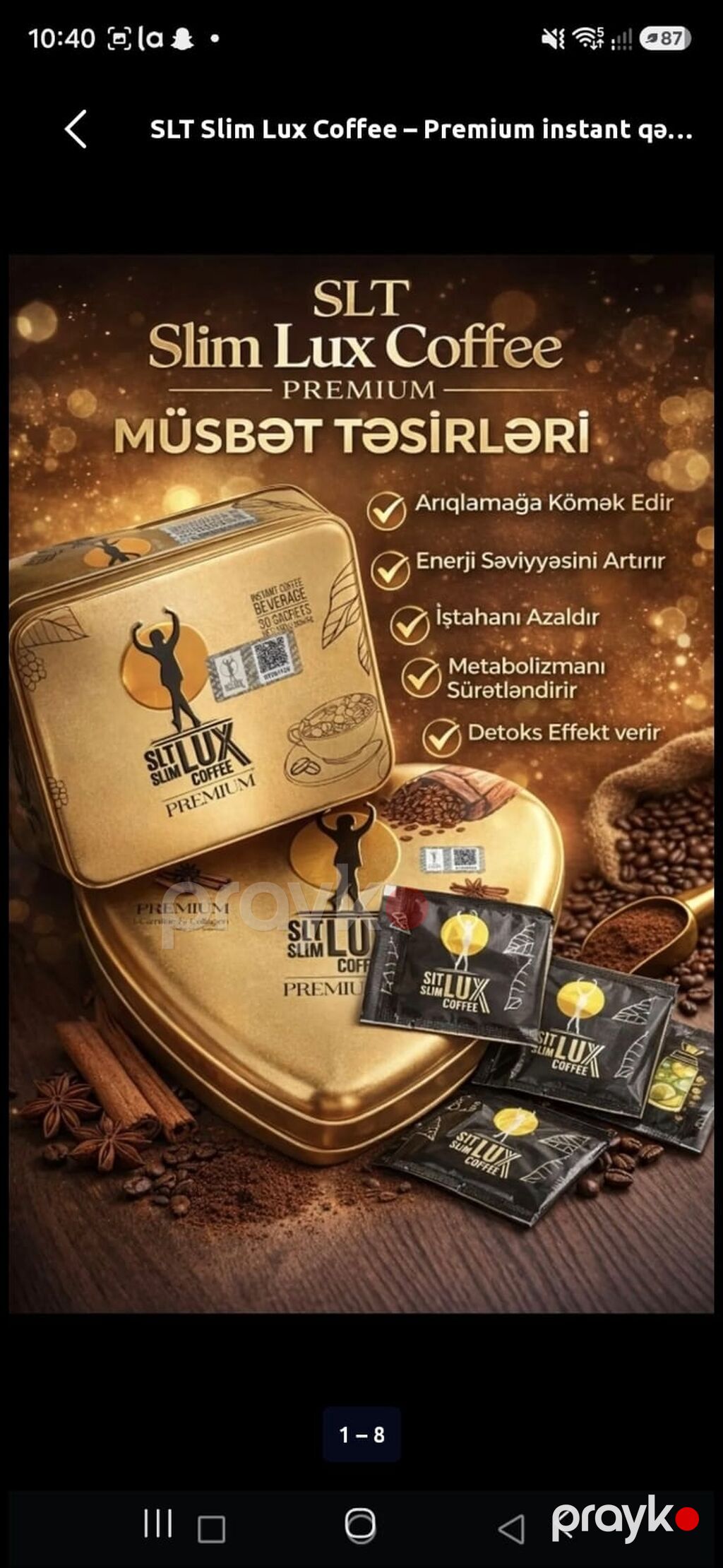 Məhsul: SLT Slim Lux Coffee – Premium instant qəhvə içkisi — Qida məhsulları, Digah (2)