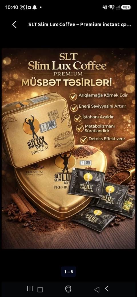 SLT Slim Lux Coffee – Premium instant qəhvə Məhsul təsviri: - Premium — Digah