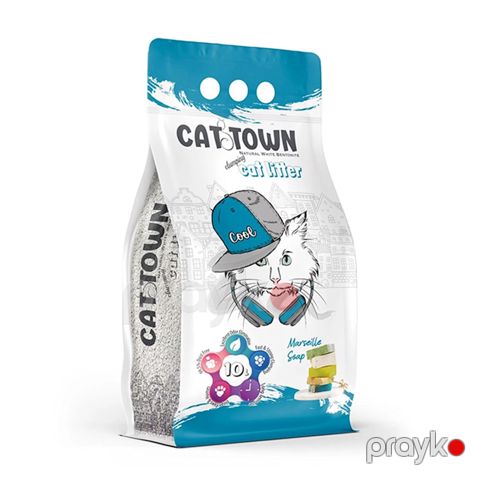Pişik tualeti üçün doldurucu Cat Town Natural White Bentonite Cat Litter Marseille Soap 10 l — Bakı