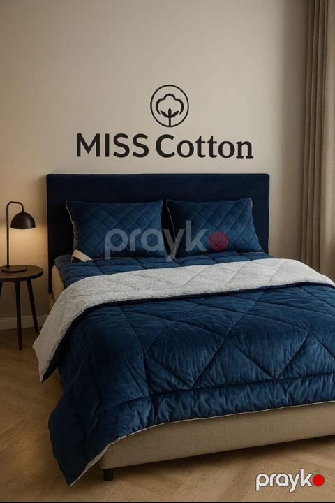 Yorğan Miss Cotton MC_022_RB, 155x215 sm, birnəfərlik, velür/pambıq, göy — Bakı