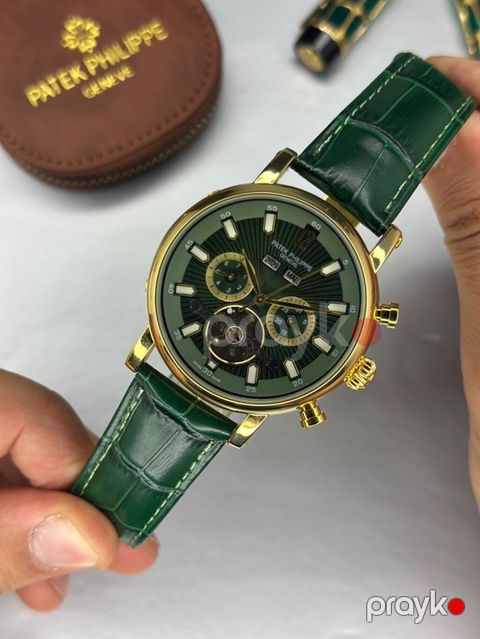 Patek Philippe avtomatik qol saatı – yaşıl temalı lüks dizayn — Bakı