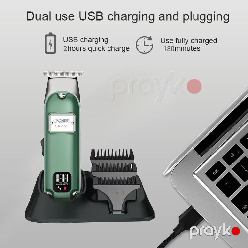 Profissional Trimmer Cronier 123 - 7000RPM / 1400mAh / 180 Dəqiqə — Saç kəsmə maşınları, Bakı (2)