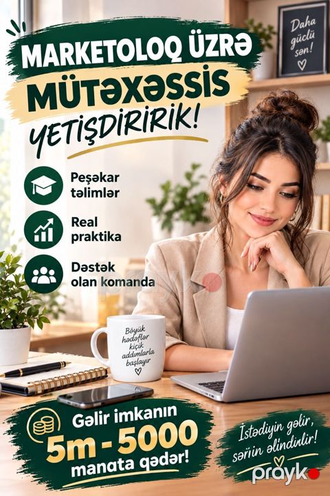 Marketoloq, 20 yaş, Təcrübəsiz, Dəyişən qrafik — Şərur