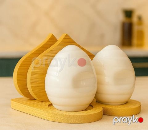 Duz və istiot qabı, bambu/keramika, salfet üçün bölməsi ilə - homestore_vm2153 — Bakı