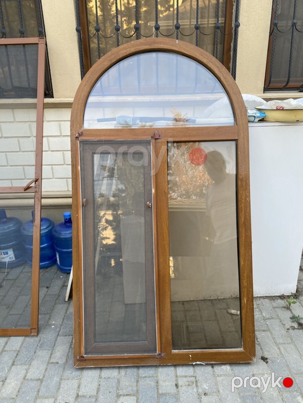 Taxta çərçivəli yarımdairə formalı pəncərə dəsti - Klassik yarımdairə — Pəncərələr, qapılar, balkonlar, Xırdalan (4)