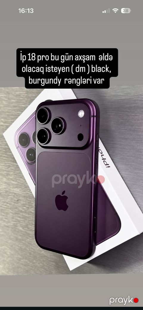 IPhone 18 Pro, 256 GB, Bordo, Zəmanət, Barmaq izi, Simsiz şarj — Bakı