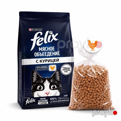 Quru yem Felix yetkin pişiklər üçün, toyuq əti ilə, 1 kq çəki ilə — Bakı