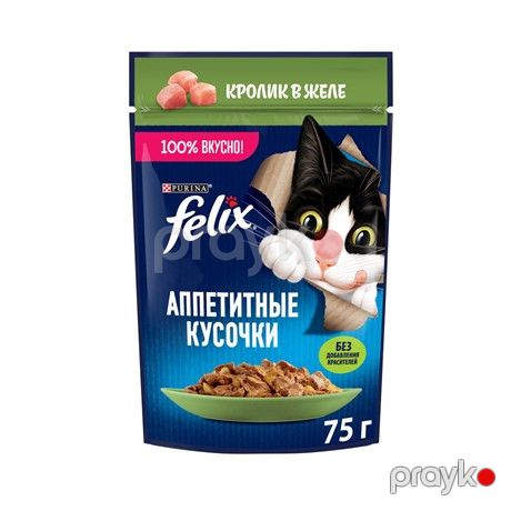 Nəm yem pişiklər üçün Felix Dovşan jeledə 75 g — Bakı