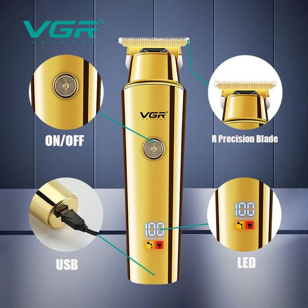 Trimmer VGR 947 - 6000RPM / 2000MAH - 500Dəqiqə / Cord/Cordless Typc — Saç kəsmə maşınları, Bakı (9)