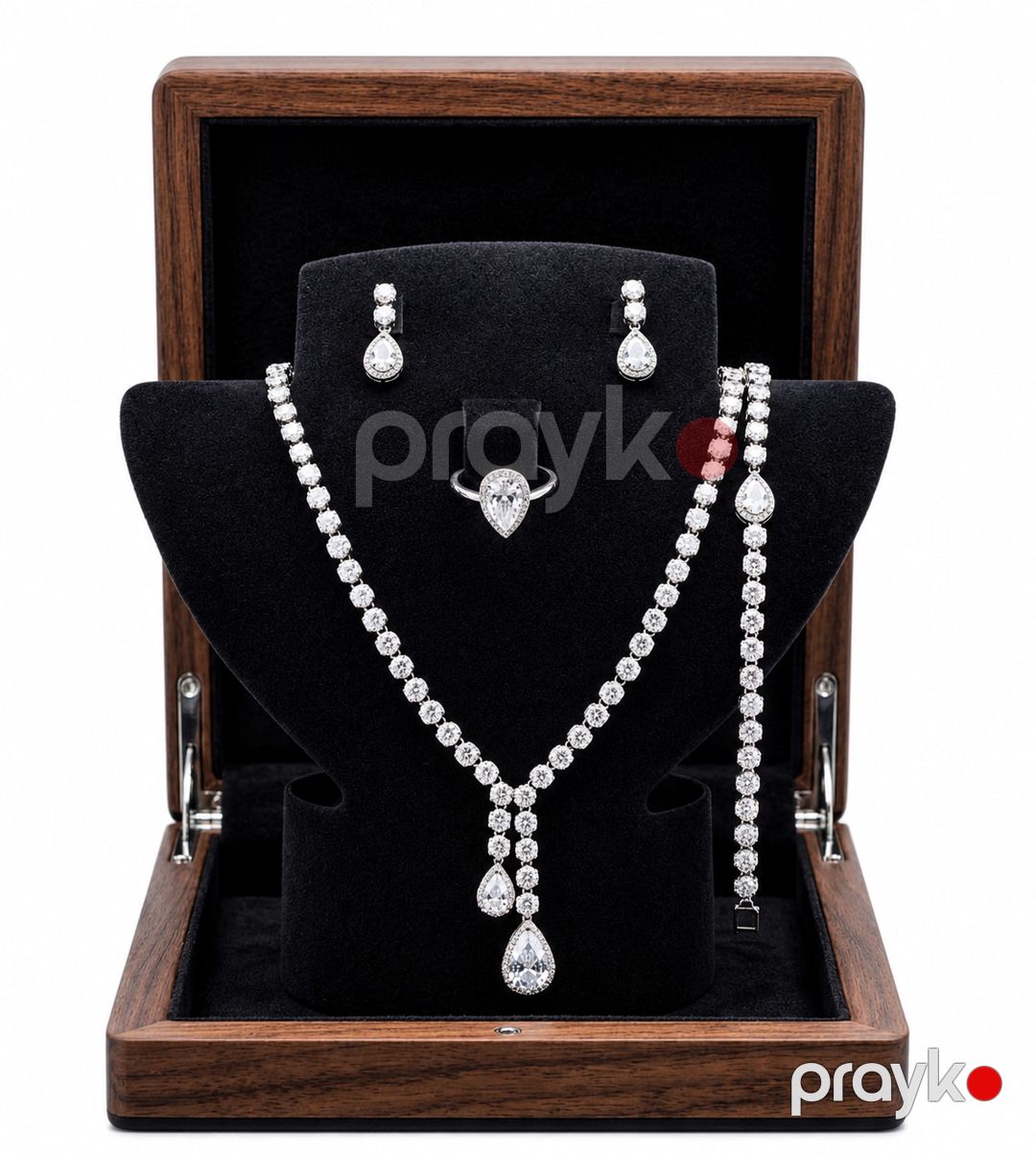 Premium Zirkon Daşlı Lüks Zinət Dəsti Boyunbağı, Sırğa, Üzük və Bilərzik Dəsti, Parlaq Gümüş Rəng Xanım Aksesuarı, Xüsusi Günlər üçün Elegant Hədiyyə Seti — Mallar, Bakı (2)