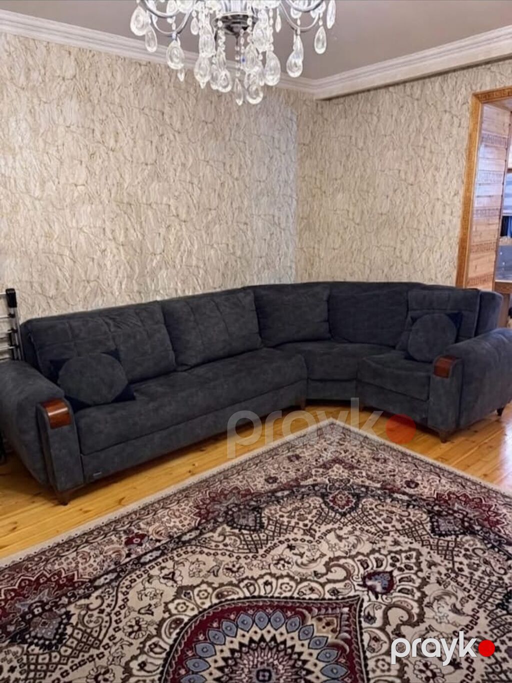 Klassik stil yumşaq-boz və qızılı detallı qonaq otağı mebel dəsti və — Qonaq otağı üçün, Bakı (2)