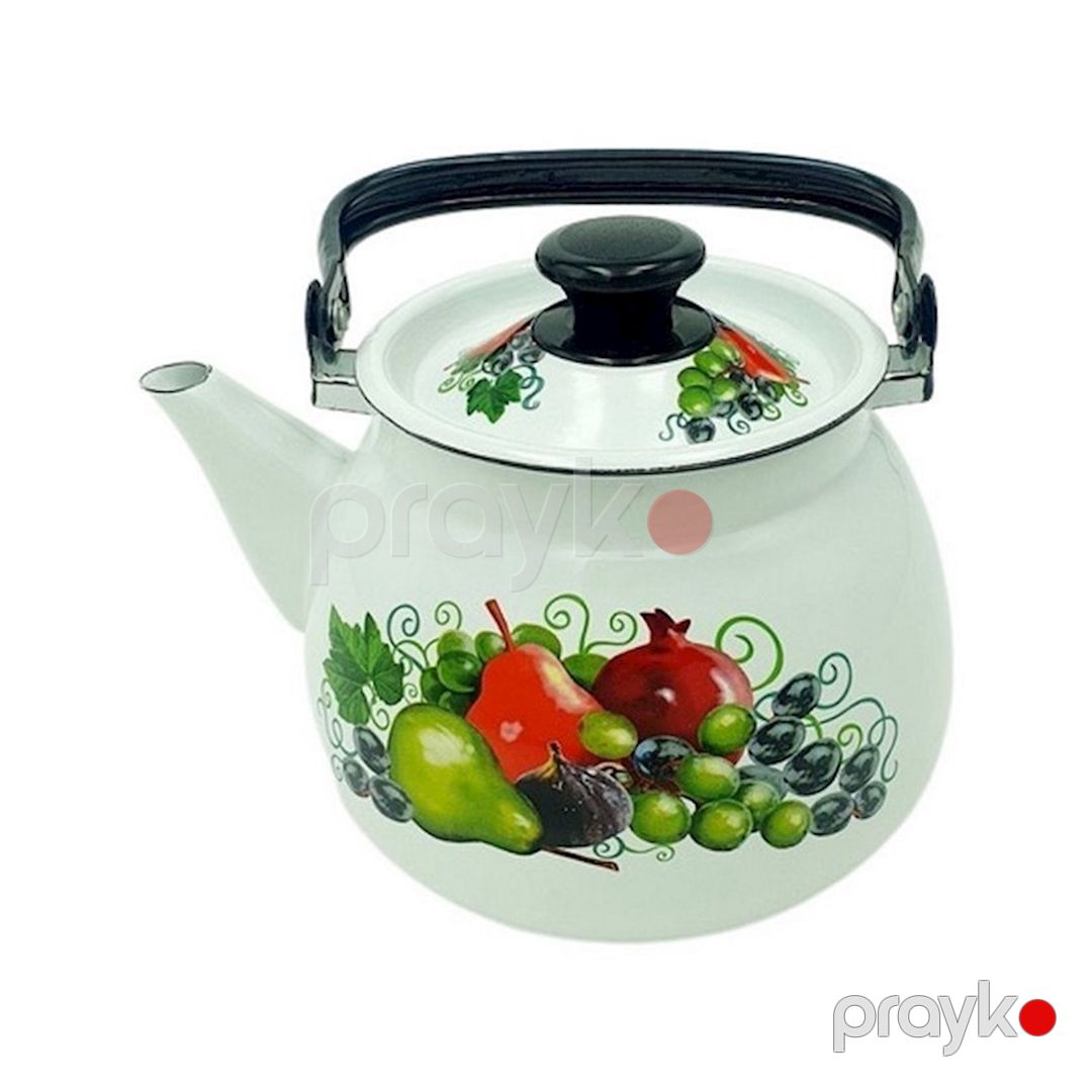 Su qaynatmaq üçün çaydan "Керченская эмаль" Şərq darı, 3500 ml, minalanmış polad, ağ — Mallar, Bakı (2)