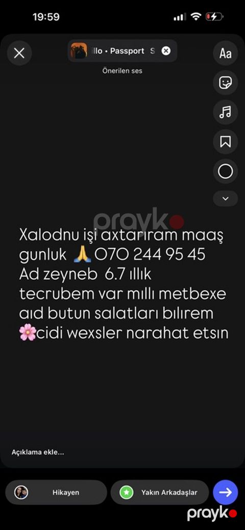 Salatçı, Qadın, 5 ildən artıq təcrübə — Bakı