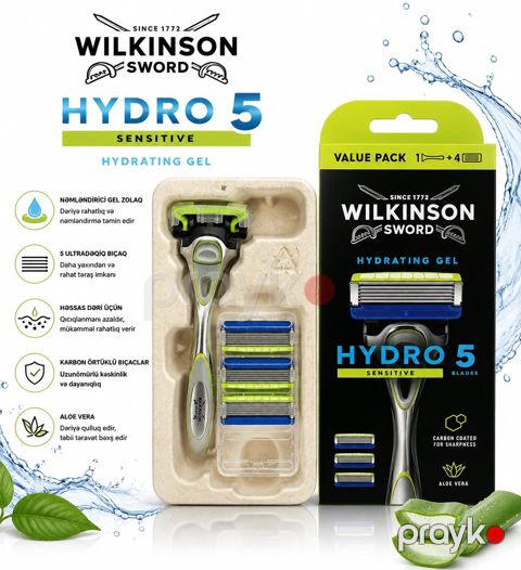 Çoxdəfəlik ülgüc Wilkinson Sword Hydro 5 Sensitive, kişilər üçün, 4 əd ülgüc — Bakı