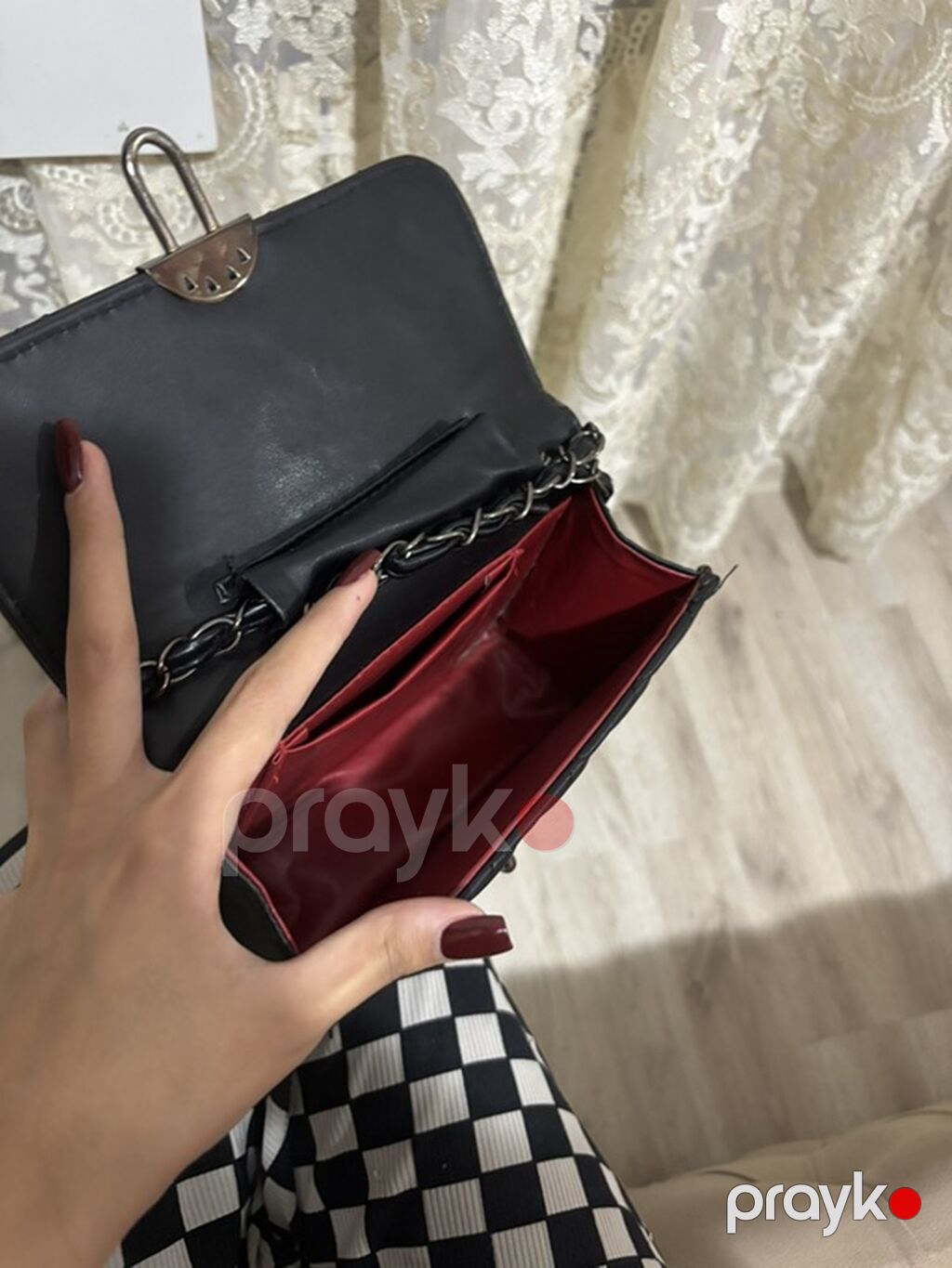 Qara quilted (romb naxışlı) çiyin çantası - Material: dəriyə bənzər — Çantalar, çamadanlar, cüzdanlar, Digah (3)