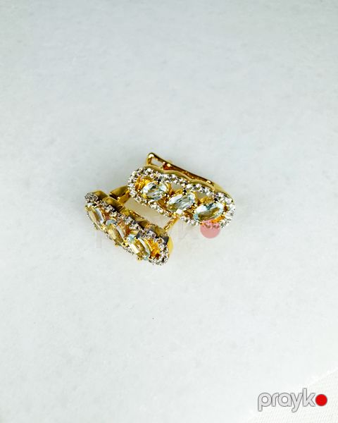 Sırğalar qadınlar üçün Gemstone 066, gümüş 925 əyar, 3 akvamarin daşı, topaz — Bakı