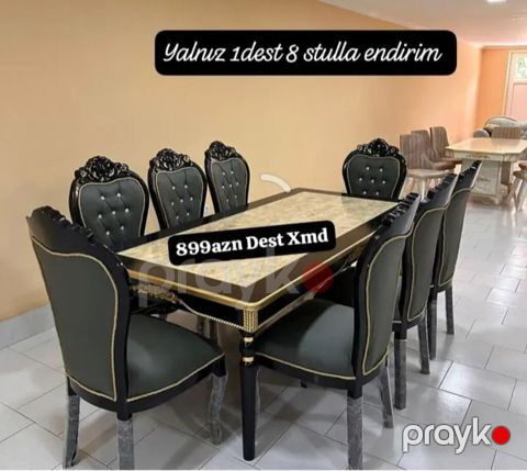 Klassik üslubda yemək otağı dəsti – 1 masa + 8 stul. Xüsusiyyətlər — Bakı