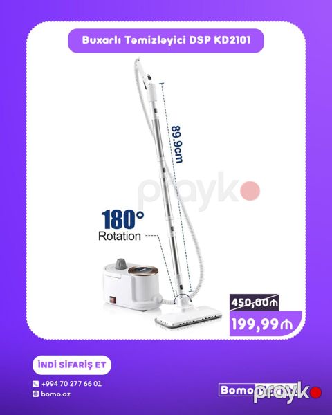 Buxarlı Təmizləyici DSP KD2101 - 180° fırlanan başlıq – künc və dar