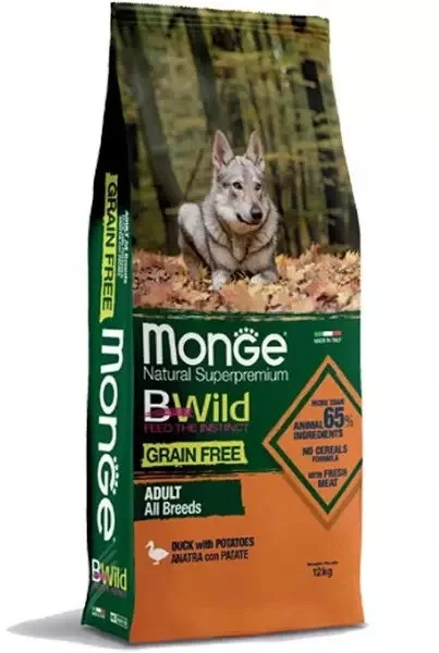 Monge Adult all Breeds Natural Super Premium Duck with Papatoes, bütün cinslərdən olan yetkin itlər üçün tam pəhriz, ördək, kartof və noxudla, super premium keyfiyyətli (çəki ilə) — Bakı