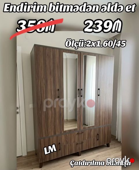 Dörd qapılı laminat dolab - Material: laminat - Dizayn: 4 qapı — Bakı