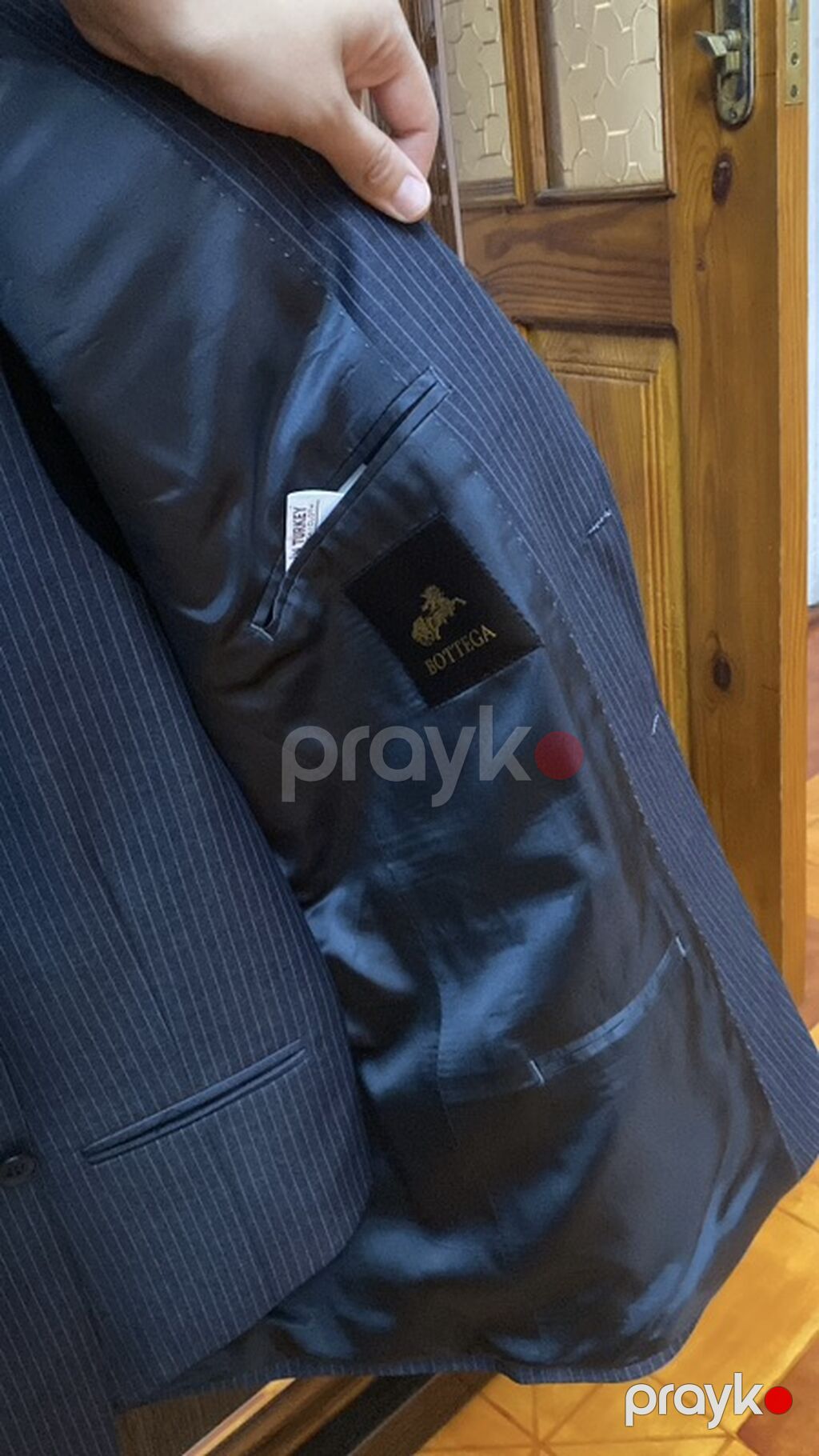 Kişi kostyum gödəkçəsi – Bottega - Rəng: tünd göy (navy) üzərində incə — Caketi, Masazır (4)