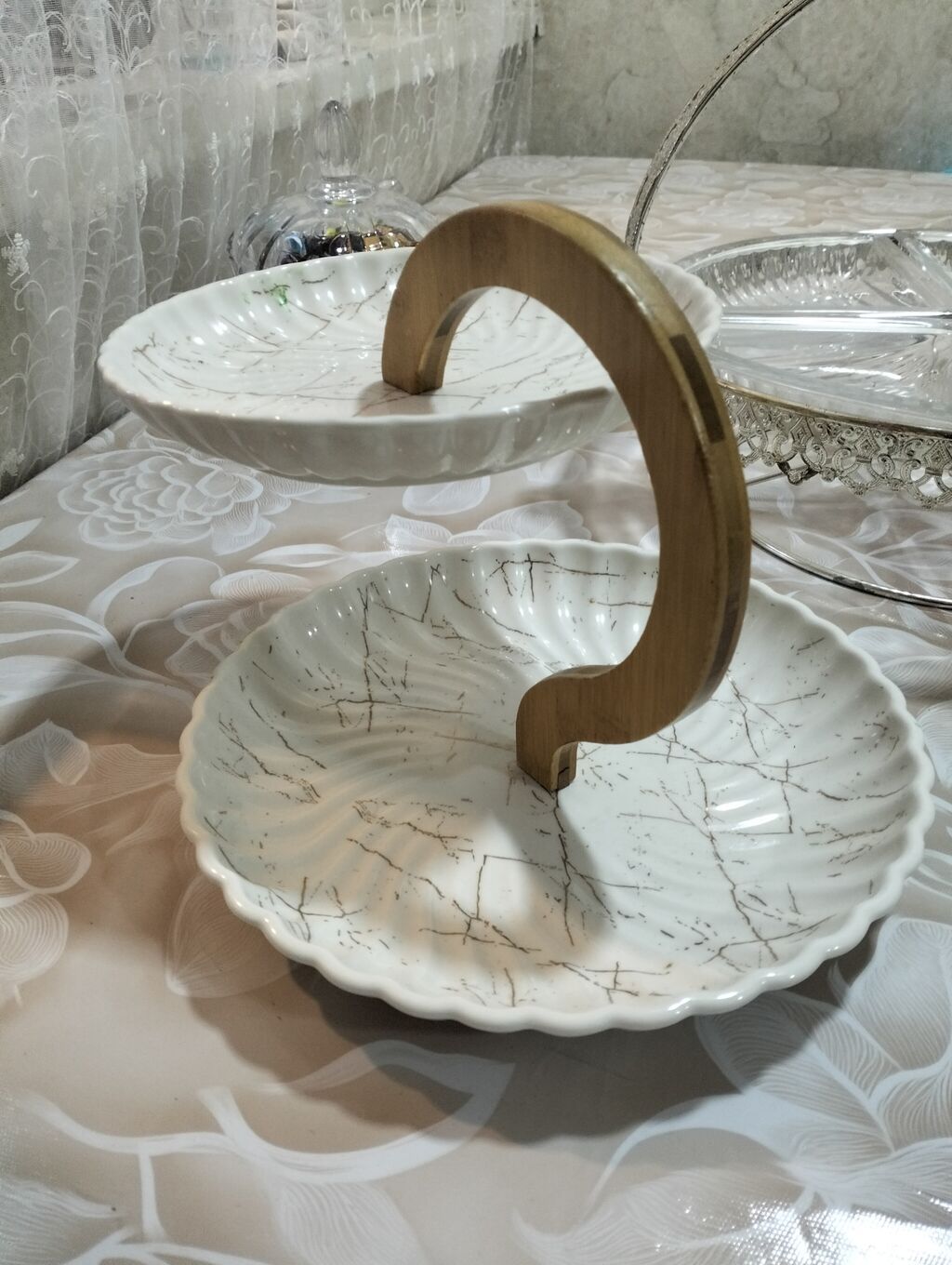 Tort və şiriniyyat qabı, rəng - Ağ, Keramika — Süfrə qabı, Bakı (2)