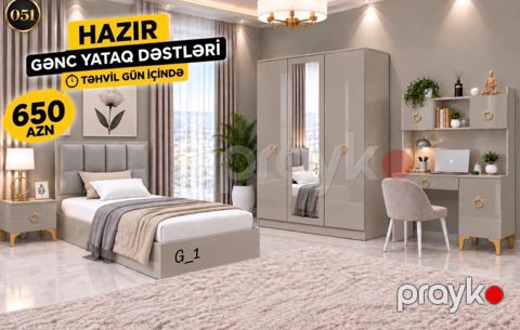 Gənc yataq dəsti – hazır model Tərkib: - Tək nəfərlik çarpayı (yumşaq — Bakı