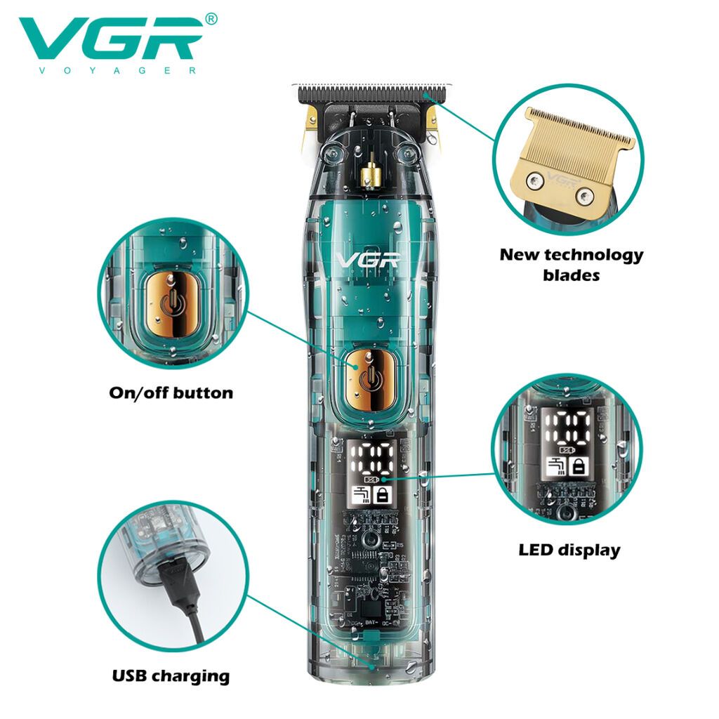 Trimmer VGR 961 - 6000RPM / 1200MAH - 180 Dəqiqə / Cord/Cordless — Saç kəsmə maşınları, Bakı (8)
