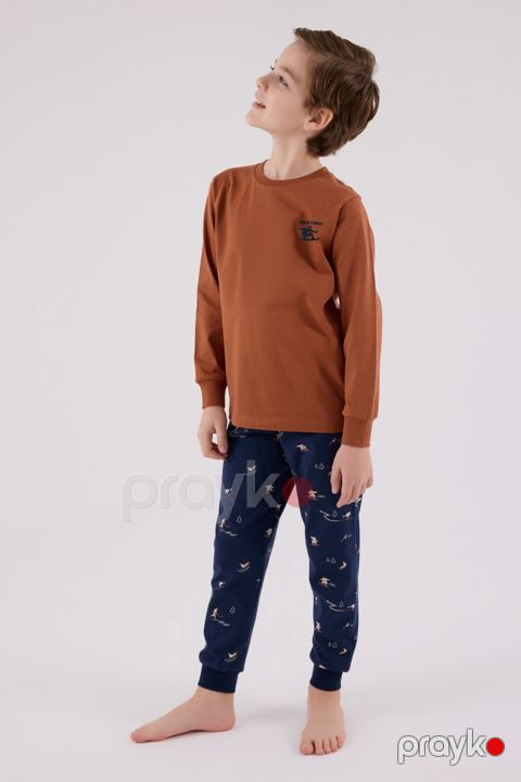 Şalvarlı pijama dəsti 3516, qəhvəyi, pambıq, ölçü 14-15 yaş — Bakı