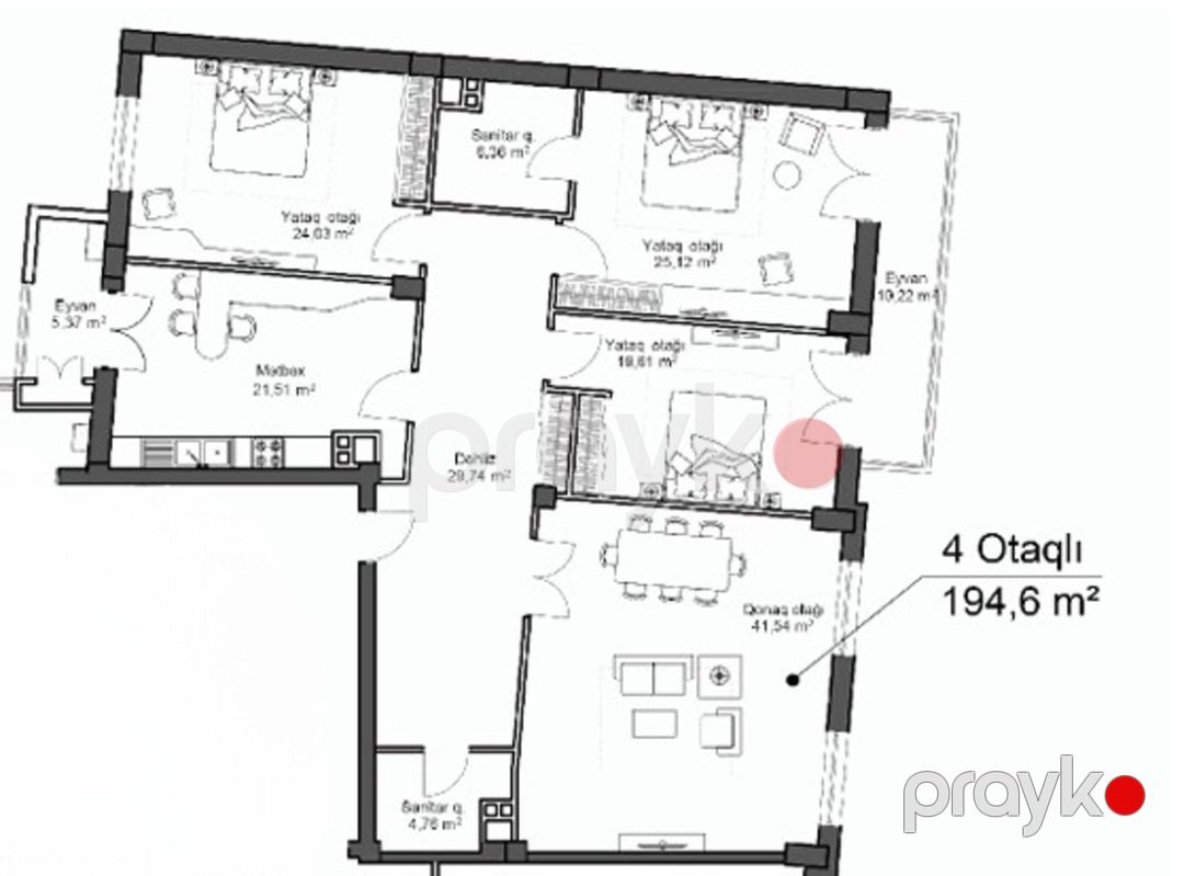 Satılır 4 otaqlı yeni tikili 195 m² — Mənzil, Bakı (3)