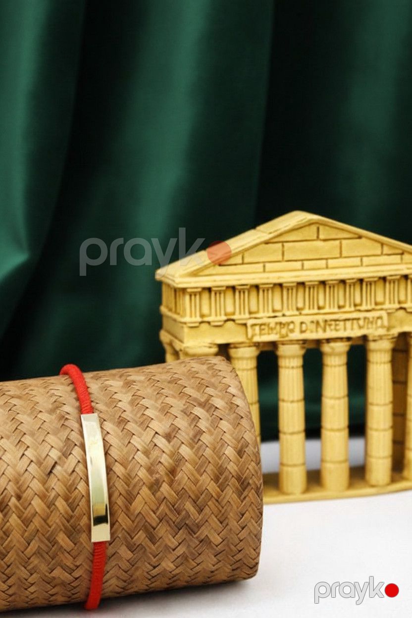 Qolbaq Iz, 18 karat qızıl örtüklü paslanmayan polad, qırmızı — Mallar, Bakı (2)