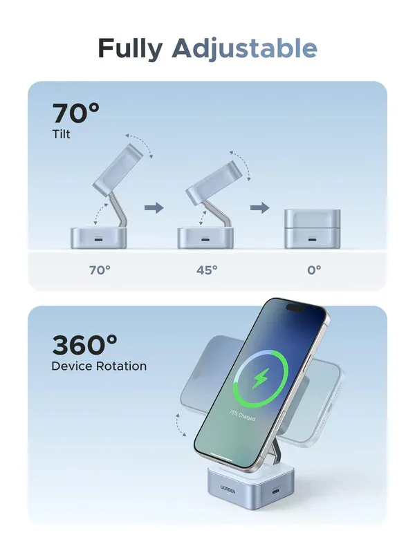 Charger Ugreen 2-in-1 Magnetic Wireless Charger — Mallar, Bakı (4)