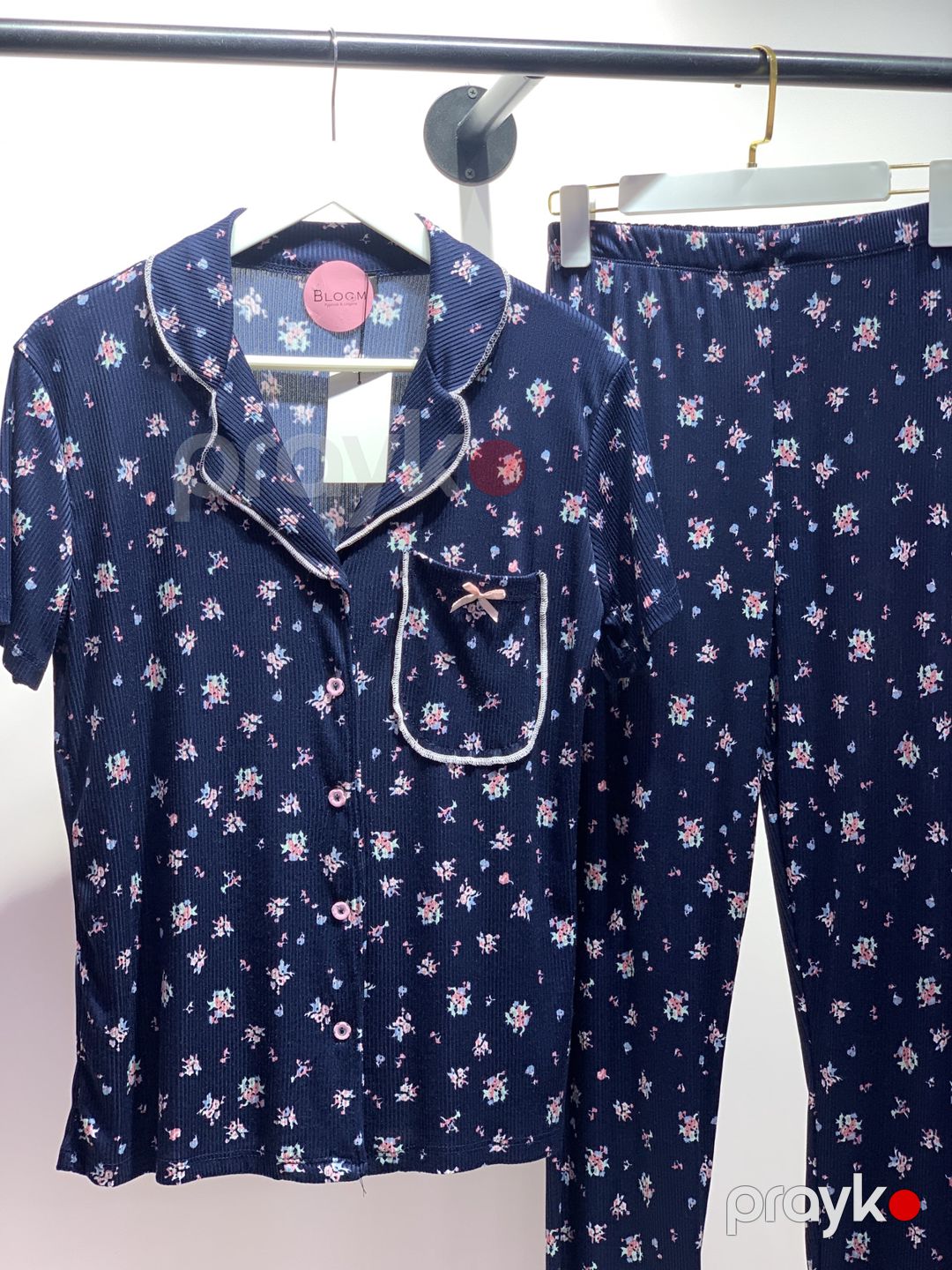 Qadın pijaması No brand, Şalvarlı pijama dəsti, Tünd göy, Poliester/Likra, L ölçü — Mallar, Bakı (2)
