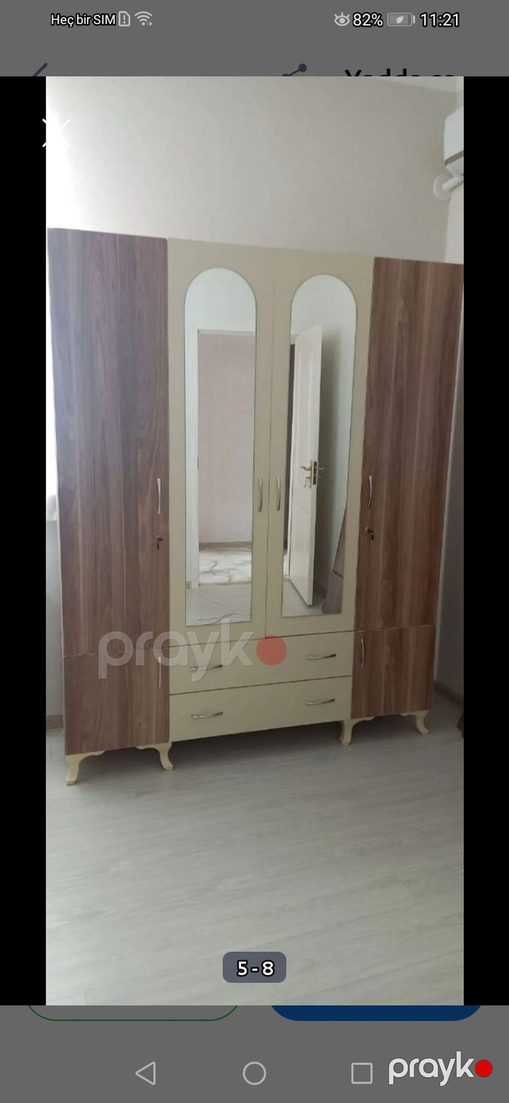 Geniş həcmli paltar şkafı - Model: iki aynalı orta bölmə, dörd — Şkaflar, Digah (8)