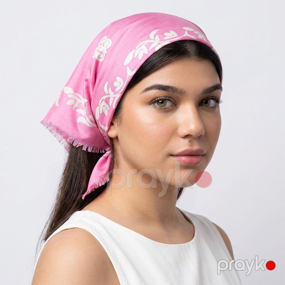 Kəlağayı Süsən S2144, ipək, çəhrayı, 75x75 sm — Mallar, Bakı (3)