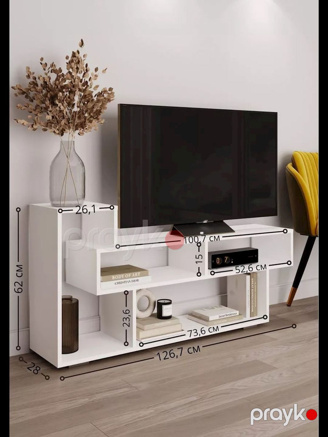TV üçün tumba 3563_LETNEWTumObrlWh, Ldsp, ağ, 62x28x126.7 sm — Mallar, Bakı (2)