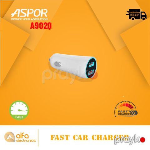 Aspor A902Q Fast Charger 3.0 Avto Adapter — Bakı