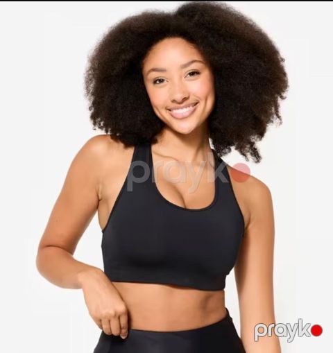 İdman büsthalter Decathlon 8817691, poliester, qara, ölçü S — Bakı