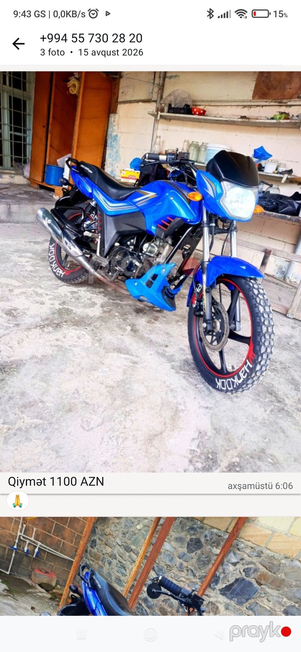 Məhsul: Yol-naked üslublu moped/motosiklet (mavi rəng) Xüsusiyyətlər — Motosikletlər, Şəki (2)