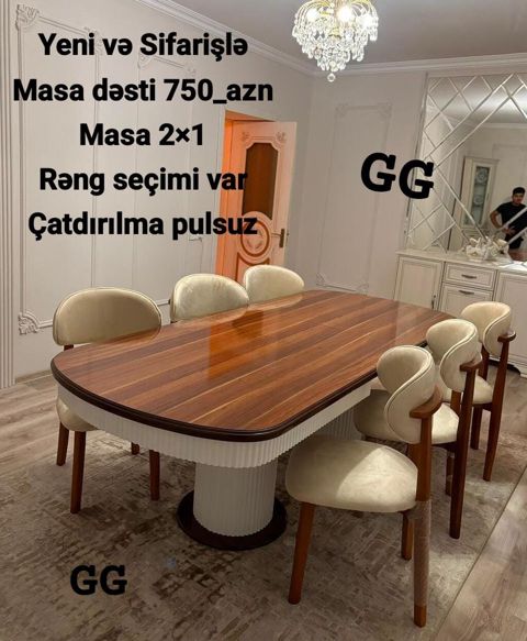Oval masa, Qonaq otağı üçün, 6 nəfər, Zəmanətsiz — ucuz.mebel — Masalar və stullar