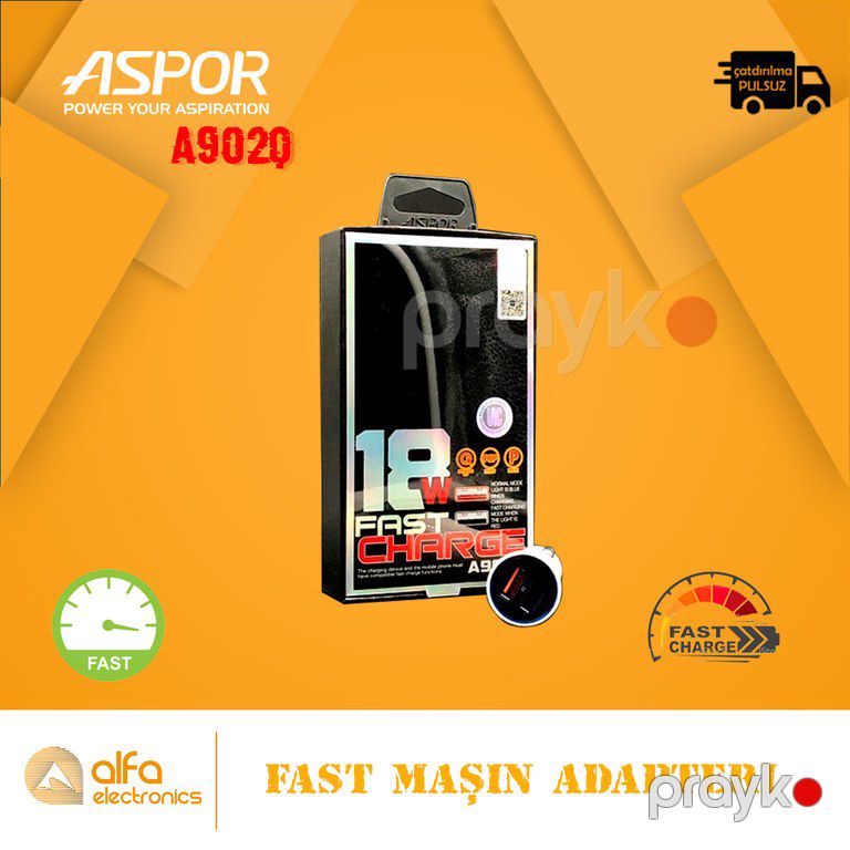 Aspor A902Q Fast Charger 3.0 Avto Adapter — Smartfonlar, Bakı (2)