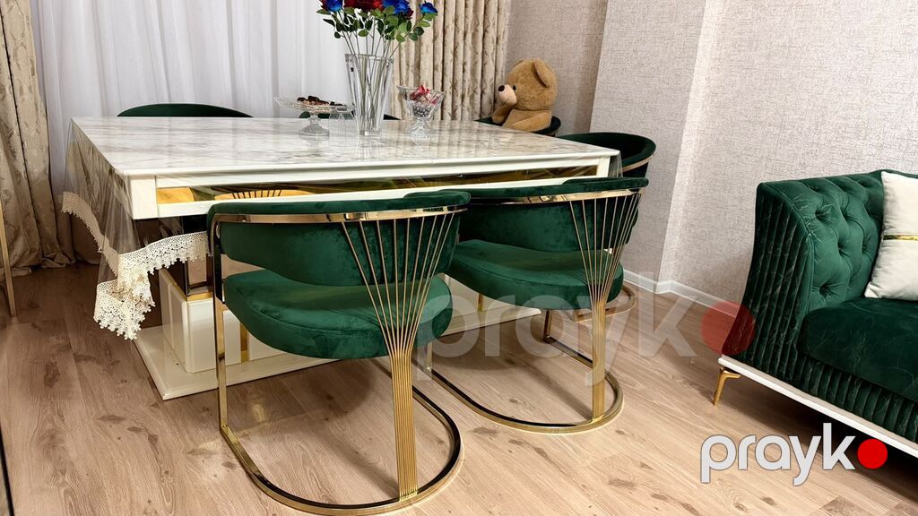 Qonaq otağı üçün, Yeni, Açılmayan, Dördbucaq masa, 6 stul — Masalar və stullar, Mehdiabad (4)