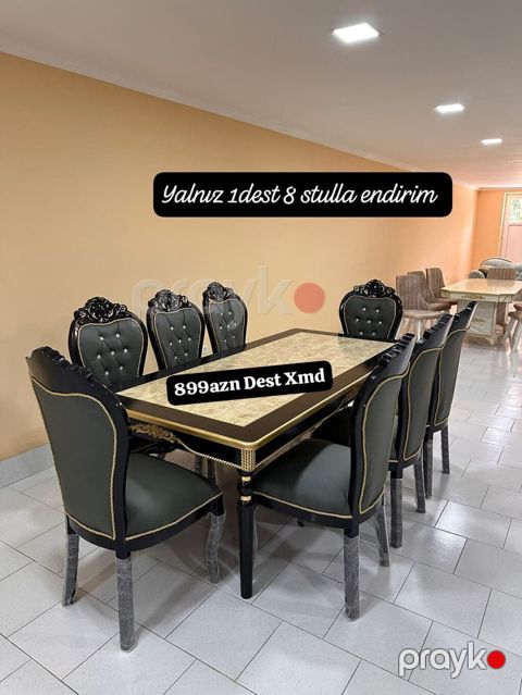 Klassik üslubda yemək otağı dəsti - Dəst: stol + 8 ədəd stul (yalnız — Bakı