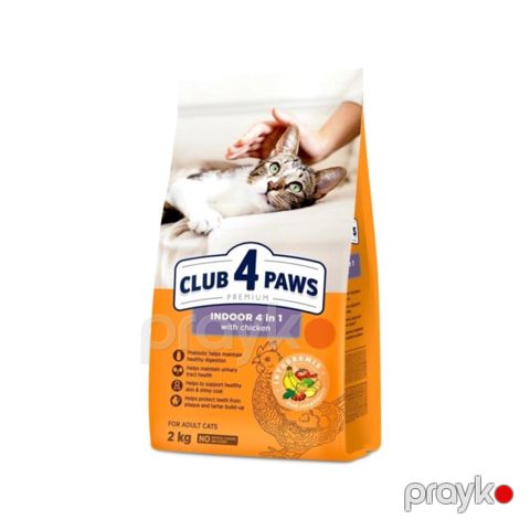 Quru yem Club 4 Paws Indoor 4in1, pişiklər üçün, toyuq əti ilə, 1 kq — Bakı