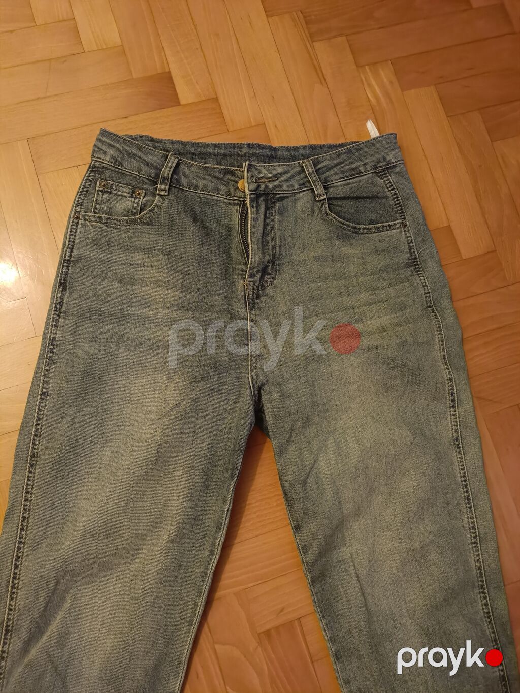 Boz-açıq mavi yuyulma effektli jeans şalvar.Xl ölçüdə. Səliqəli — Jins, Bakı (2)