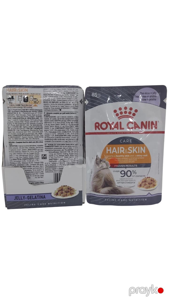 Nəm yem Royal Canin Hair & Skin Yetkin (1-6 yaş) Toyuq Jeledə tikələr 85 q — Mallar, Bakı (2)